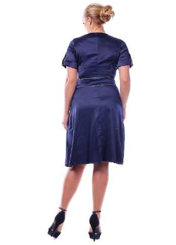 Синее кэжуал платье с коротким рукавом Alpama однотонное