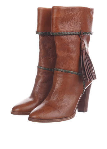 Женские осенние коричневые полусапоги Ralph Lauren на высоком каблуке