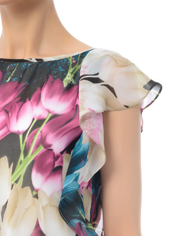Малинова коктейльна сукня коротка Iren Klairie з квітковим принтом