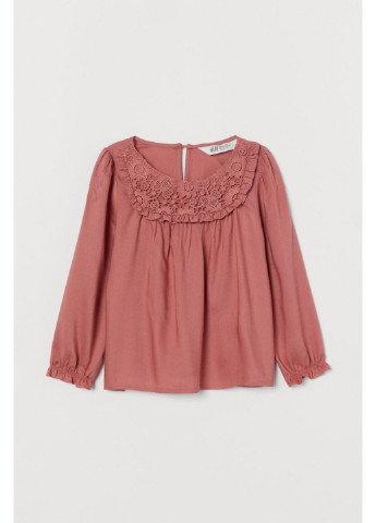Розовая однотонная блузка H&M летняя