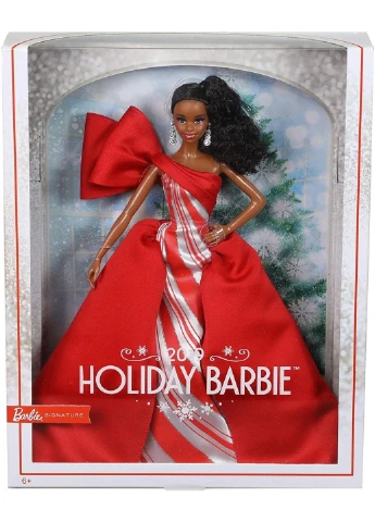 Лялька Barbie 2019 Holiday Doll Brunette Curly Ponytail Колекційна Святкова (FXF02) Mattel (255665039)