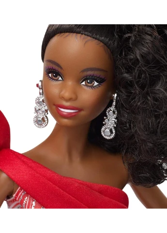 Лялька Barbie 2019 Holiday Doll Brunette Curly Ponytail Колекційна Святкова (FXF02) Mattel (255665039)