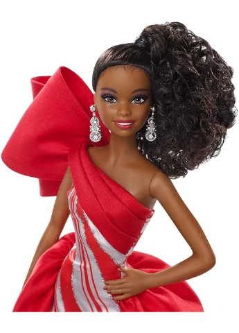 Лялька Barbie 2019 Holiday Doll Brunette Curly Ponytail Колекційна Святкова (FXF02) Mattel (255665039)