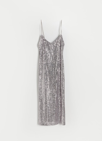 Серебряное коктейльное платье с открытой спиной Reserved однотонное