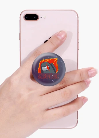 Попсокет (Popsockets) тримач для смартфону Амонг Ас (Sabotage Among Us) (8754-2426) Чорний MobiPrint (216836455)