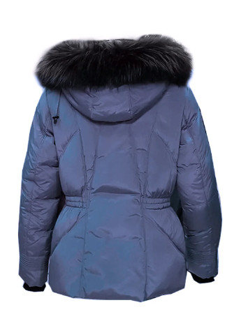 Синя зимня куртка на натуральному пуху з капюшоном з хутром єнота Mirage
