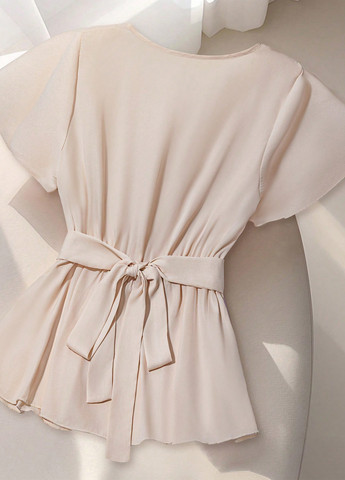 Бежевая блуза с баской SHEIN