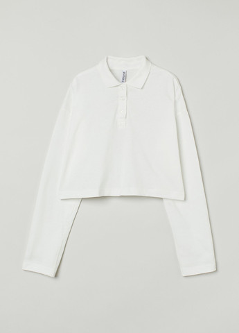 Белая женская футболка-поло H&M однотонная