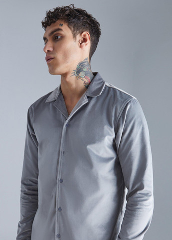 Серая кэжуал рубашка однотонная Boohoo