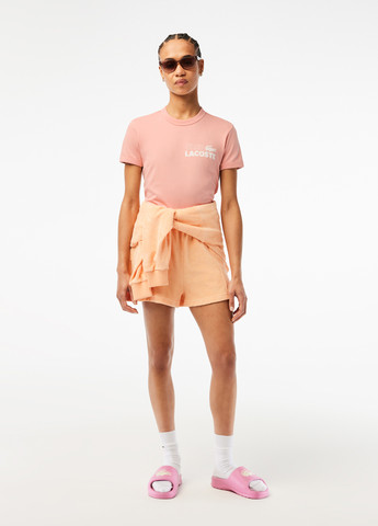 Персиковая всесезон футболка Lacoste