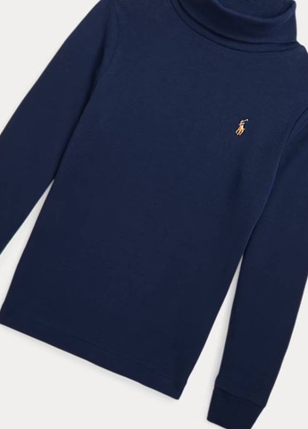 Синий демисезонный кэжуал лонгслив Ralph Lauren однотонный