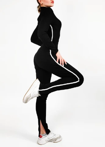 Комбінезон PrettyLittleThing комбінезон-брюки однотонний чорний спортивний поліестер, трикотаж
