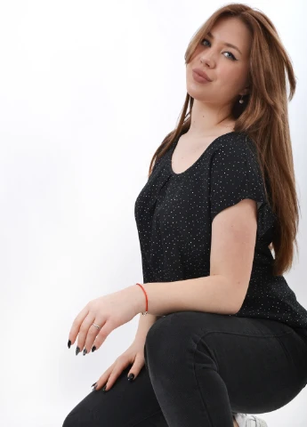 Чорна блуза в мілкий горох Luxik