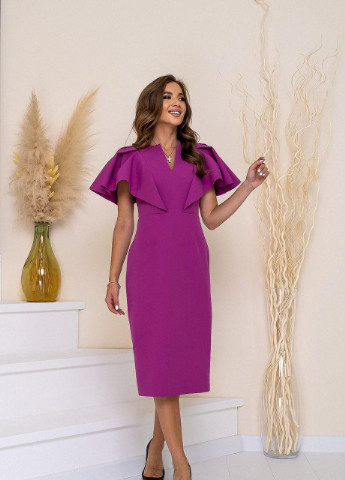 Темно-фиолетовое женское платье миди сиреневого цвета р.l 384819 New Trend
