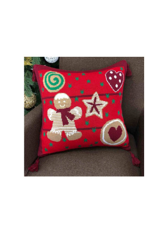 Наволочка вязаная Печенье 45х45 см Красная (23102) Прованс (254012149)