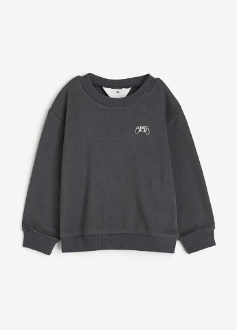 Темно-серый свитшот H&M рисунок без декора (316562696)