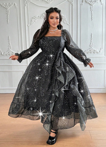 Комбінована святковий, вечірня сукня з пишною спідницею SHEIN зірки