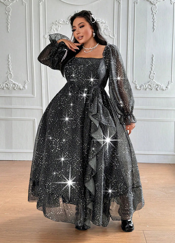 Комбінована святковий, вечірня сукня з пишною спідницею SHEIN зірки