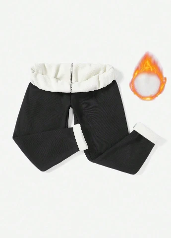 Черные зимние леггинсы SHEIN