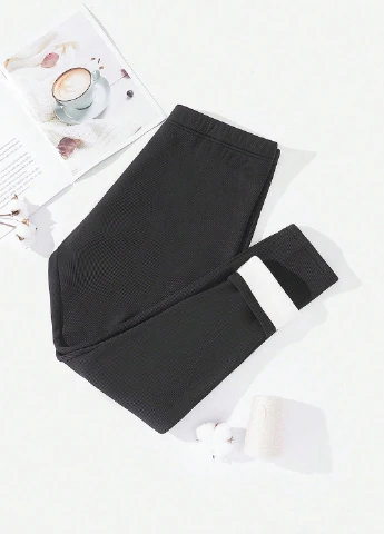 Черные зимние леггинсы SHEIN