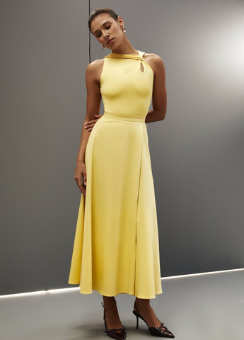 Желтая кэжуал однотонная юбка Gepur клешированная