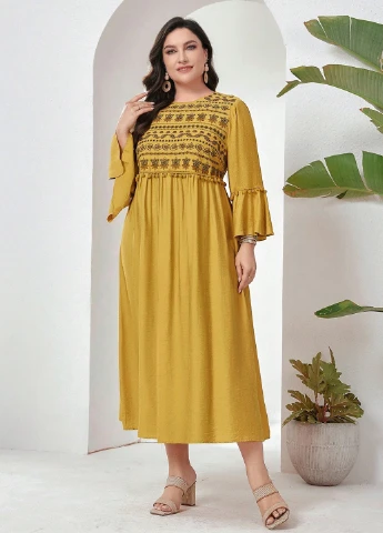 Песочное кэжуал платье а-силуэт SHEIN однотонное