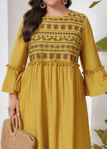 Песочное кэжуал платье а-силуэт SHEIN однотонное