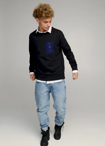 Чорний свитшот мужской oversize /no flis/ YAPPI малюнок (254557749)