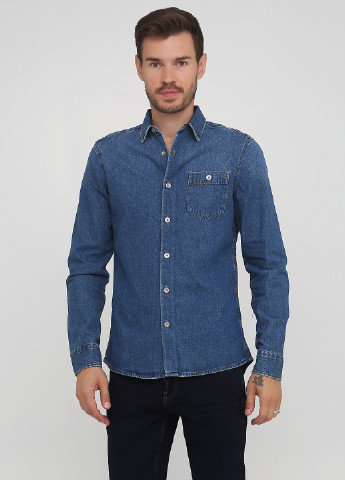 Синяя джинсовая рубашка однотонная Colin's