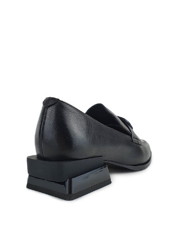 Стильные женские лоферы черного цвета на не высоком каблуке Brocoli