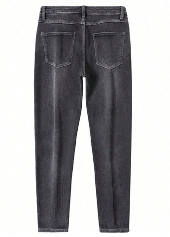 Темно-серые демисезонные зауженные джинсы SHEIN