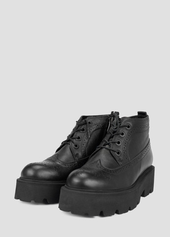 Черные женские ботинки броги на молнии со шнуровкой, с перфорацией
