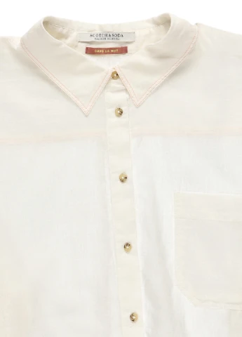 Молочная кэжуал рубашка однотонная Scotch & Soda