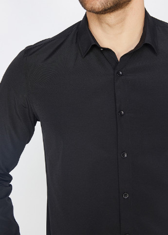Черная классическая рубашка однотонная KOTON