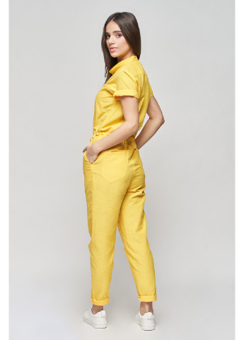 Летний комбинезон BYURSE комбинезон-брюки однотонный жёлтый кэжуал хлопок