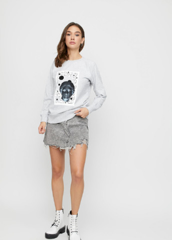 Сірий світшот жіночий /no flis/ YAPPI малюнок (251467799)