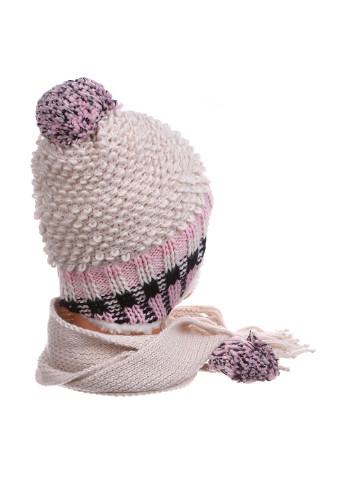 Бежевый зимний комплект (шапка, шарф) Одягайко