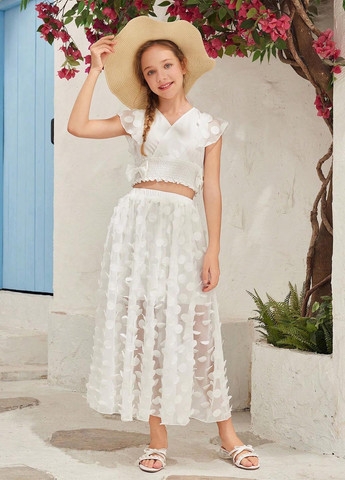 Белый летний костюм (топ, юбка) SHEIN