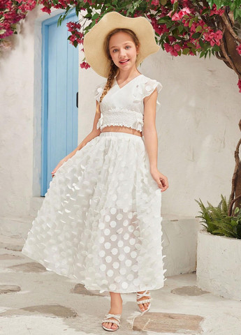 Белый летний костюм (топ, юбка) SHEIN