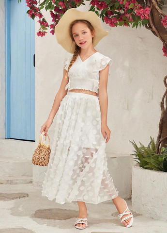 Белый летний костюм (топ, юбка) SHEIN