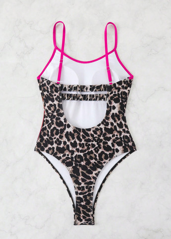 Комбинированный летний купальник купальник-платье SHEIN