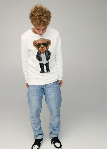 Белый свитшот мужской basic /no flis/ YAPPI рисунок (251791353)