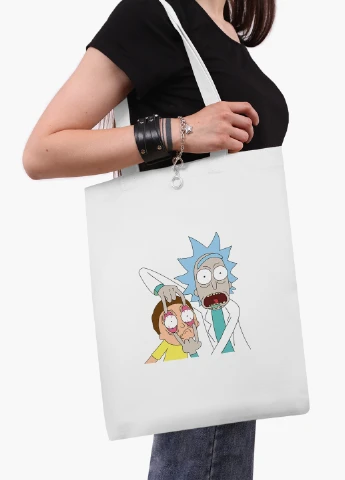 Эко сумка шоппер белая Рик и Морти (Rick and Morty) (9227-2082-WT2) Еко сумка шоппер біла 41*35 см MobiPrint (219151235)