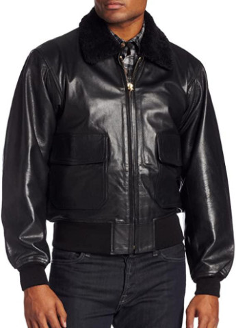 Черная демисезонная кожаная летная куртка g-1 leather jacket mlg21210p1 (black) Alpha Industries