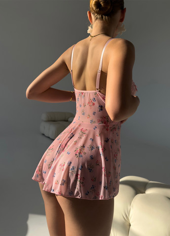 Розовый демисезонный комплект (пенюар, трусики) NOVA VEGA