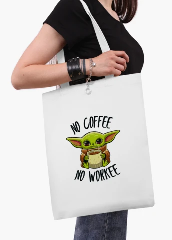 Еко сумка шоппер біла Бейбі Йода (Baby Yoda The Mandalorian) (9227-1987-WT2) Еко сумка шоппер біла 41*35 см MobiPrint (219124411)