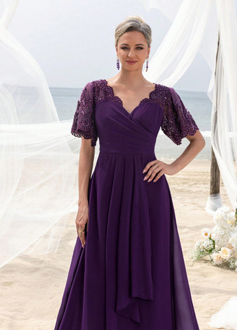 Фиолетовое праздничный, вечернее платье клеш SHEIN однотонное