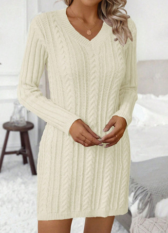 Молочна кежуал сукня сукня светр SHEIN однотонна