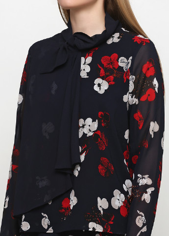 Костюм (блуза, юбка) Signature юбочный цветочный тёмно-синий кэжуал полиэстер