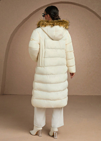 Кремовая зимняя куртка куртка-пальто SHEIN